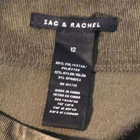 Zac & Rachel Skirt Olive Green Pinwale Coduroy Straight Size 12 - Picture 4 of 9
